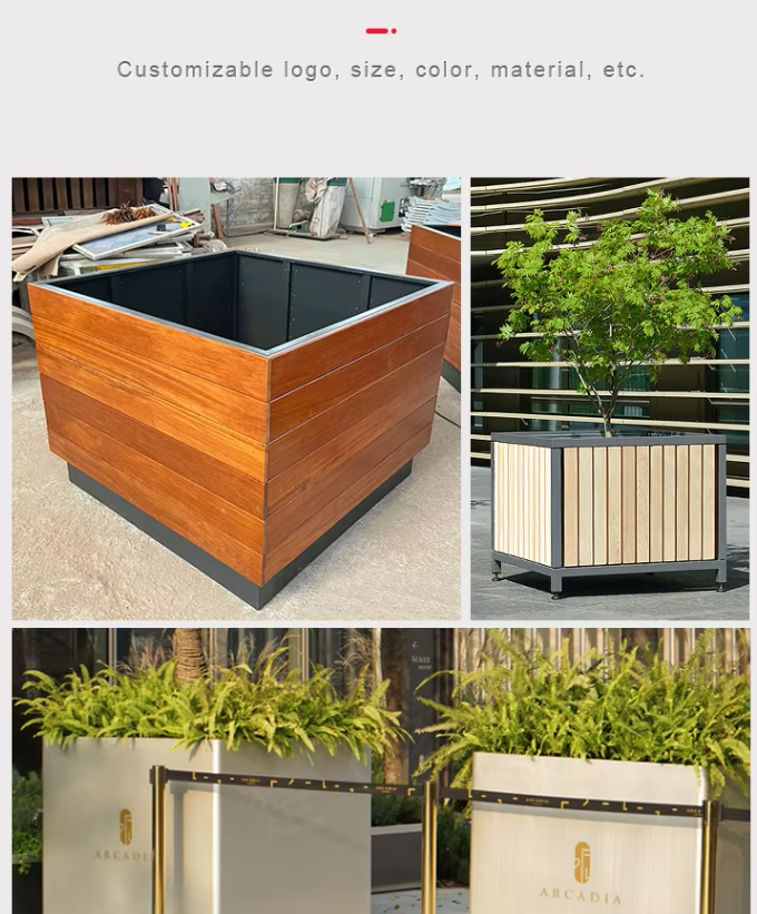 Large! Aluminium Big Flower Pot Plastic Wood Garden Planters Large Metal Planter for Trees