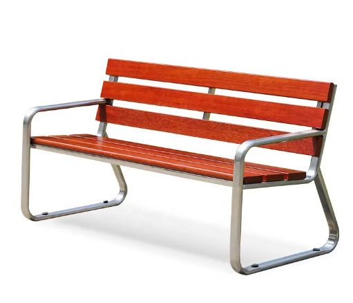 Outdoor Park Stainless Steel Bench Wooden Seating Chair