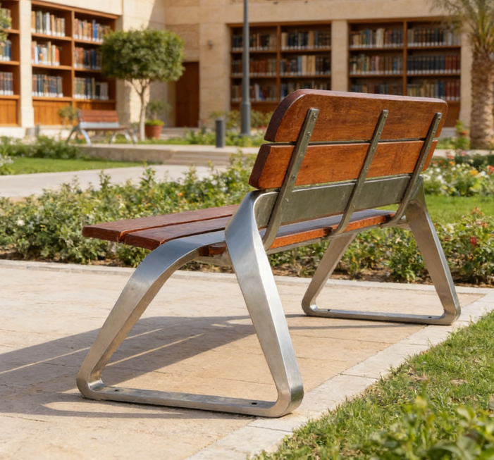 【Industrial-Grade Durability】Outdoor Park Bench | 304 Stainless Steel & Weather-Resistant Wood for Municipal Projects/Real Estate Landscapes/Public Spaces