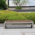 Black Outdoor Public City Furniture Metal Waiting Seat Wooden Urban Bench for Parks and Plazas