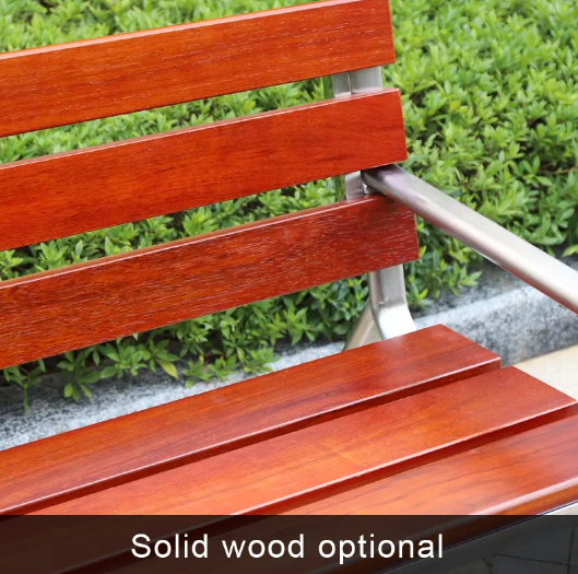 Outdoor Park Stainless Steel Bench Wooden Seating Chair