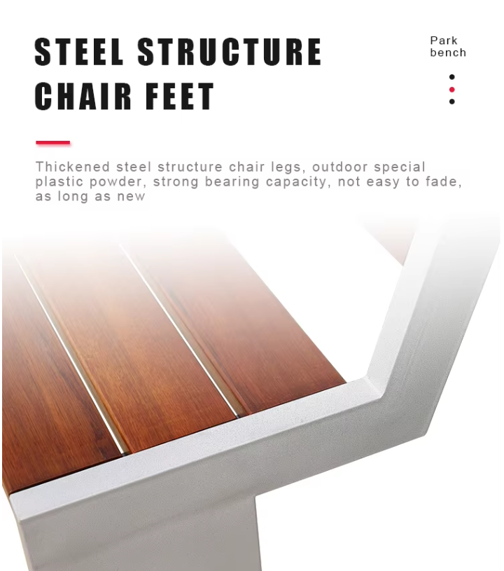 Heavy Duty Metal Urban Outdoor Seating Benches Knock-down Solid Wood Park Waiting Street Patio Benches