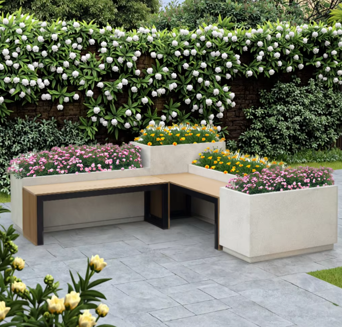 Flower Planters with Comfortable Bench for Outdoor and Indoor Use Stylish Patio Furniture