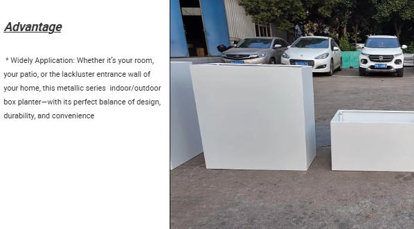 Black Modern Iron Rectangular Planter Box Black Metal Flower Pot for Floor and Shopping Mall Outdoor Use