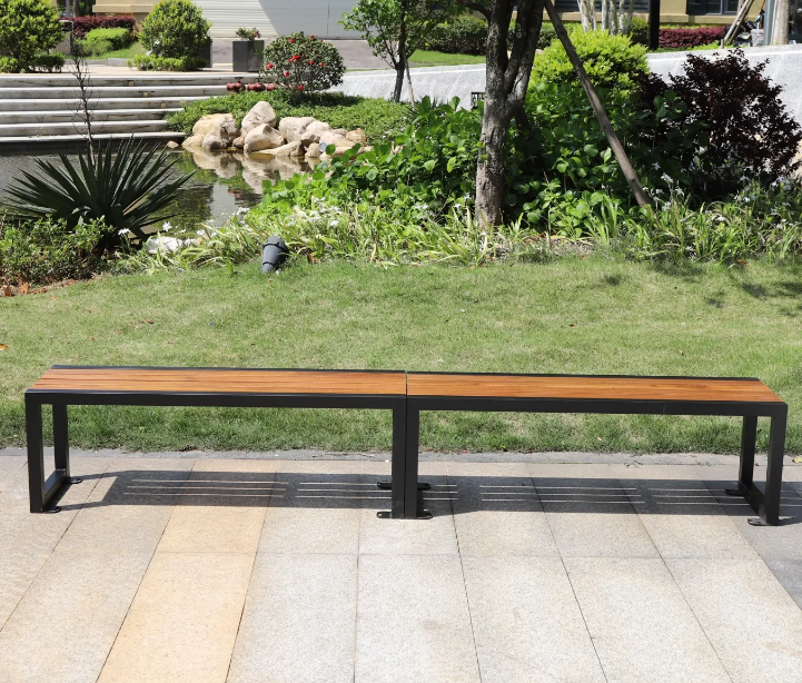 Modern Park Seating Wooden Sitting Benches Cheap Chair Outdoor Teak Wood Dinner Bench Seat Metal Dining Chairs and Table Set
