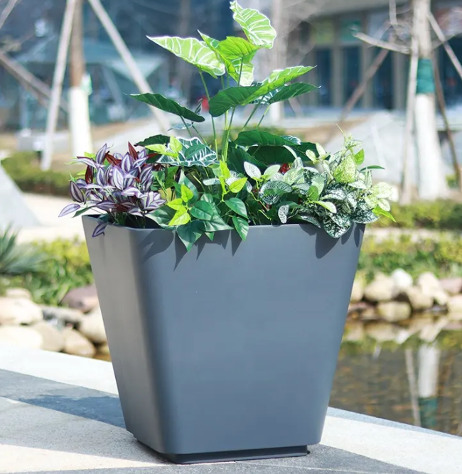 Hotel Metal Planter Box Commercial Flower Pots Pretty Indoor Office Tall Rectangle Flower Planters Outside
