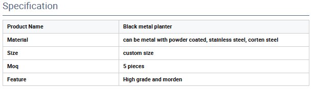 Black Modern Iron Rectangular Planter Box Black Metal Flower Pot for Floor and Shopping Mall Outdoor Use