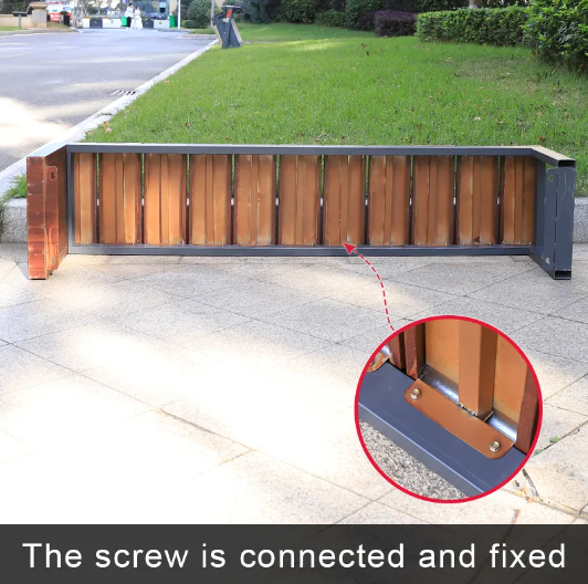 Outdoor garden bench full metal wood grain bench