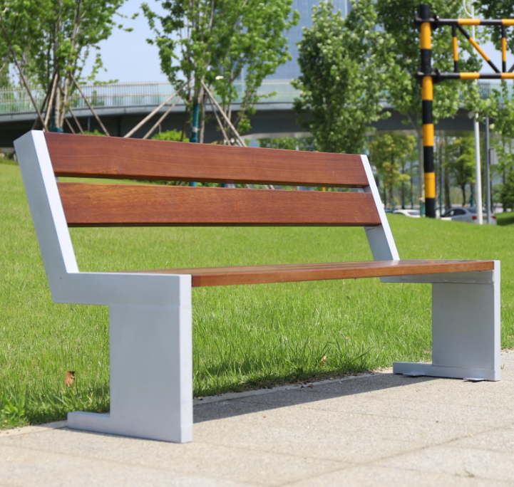 Heavy Duty Metal Urban Outdoor Seating Benches Knock-down Solid Wood Park Waiting Street Patio Benches
