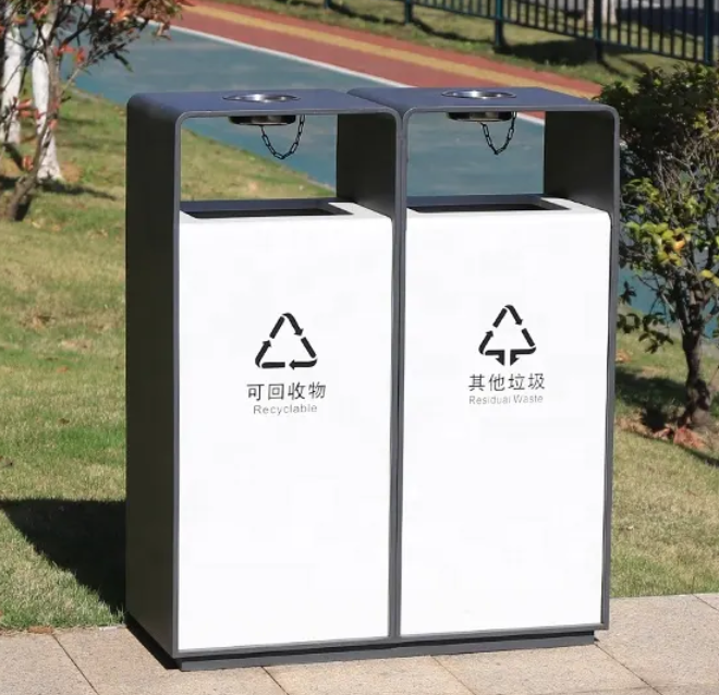Outdoor waste trash can metal litter bins for Outdoor Use