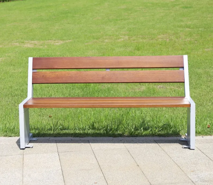 Heavy Duty Metal Urban Outdoor Seating Benches Knock-down Solid Wood Park Waiting Street Patio Benches
