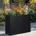 Black Modern Iron Rectangular Planter Box Black Metal Flower Pot for Floor and Shopping Mall Outdoor Use