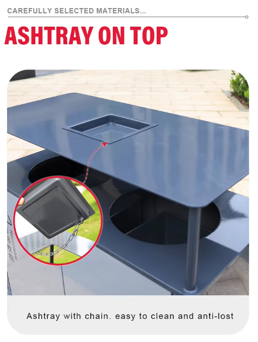 Double Compartment Sorting Trash Bin With Rain Lid Stainless Steel Durable Single Waste Bin for Street Park