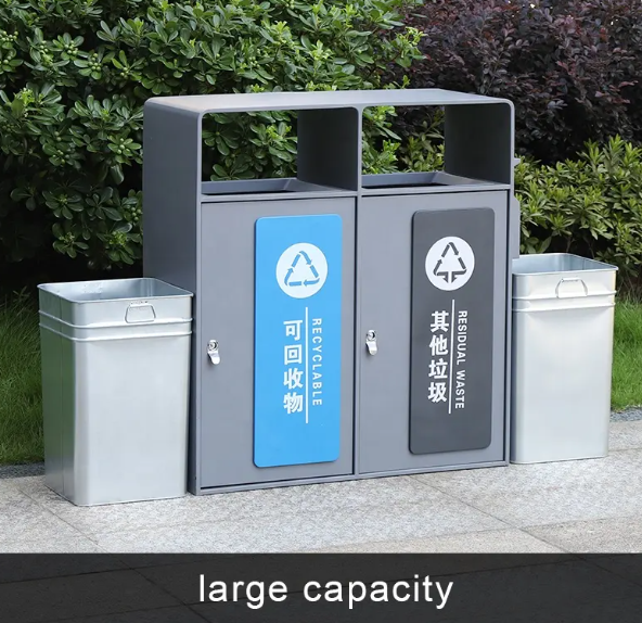 Outdoor waste trash can metal litter bins
