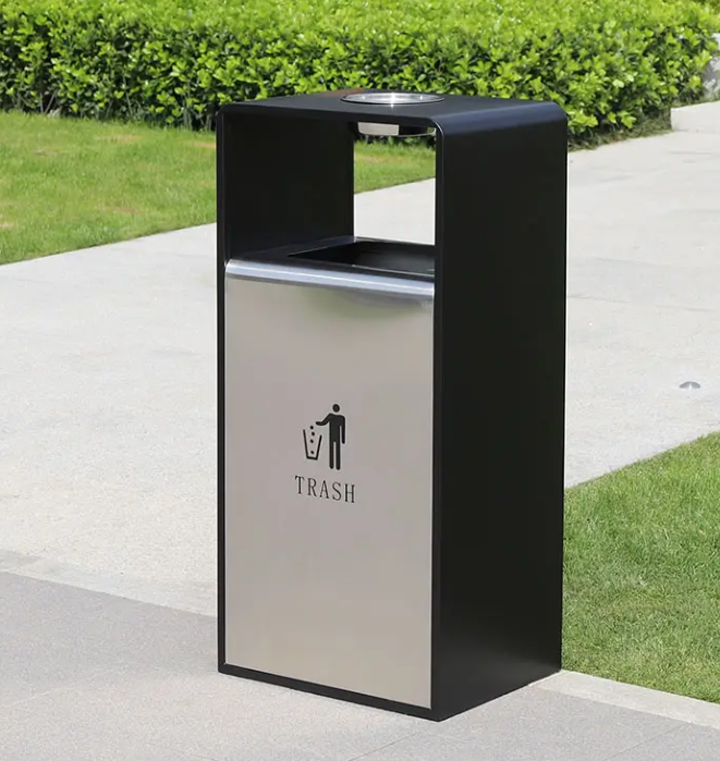 metal outdoor trash bin