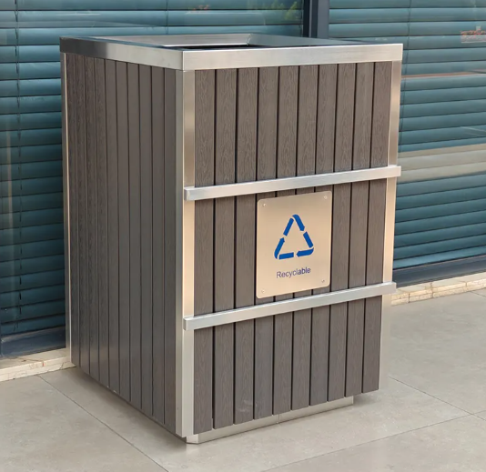 Public Area Waste Container - Outdoor Freestanding Waste Bin for Recycling Station and Commercial Needs