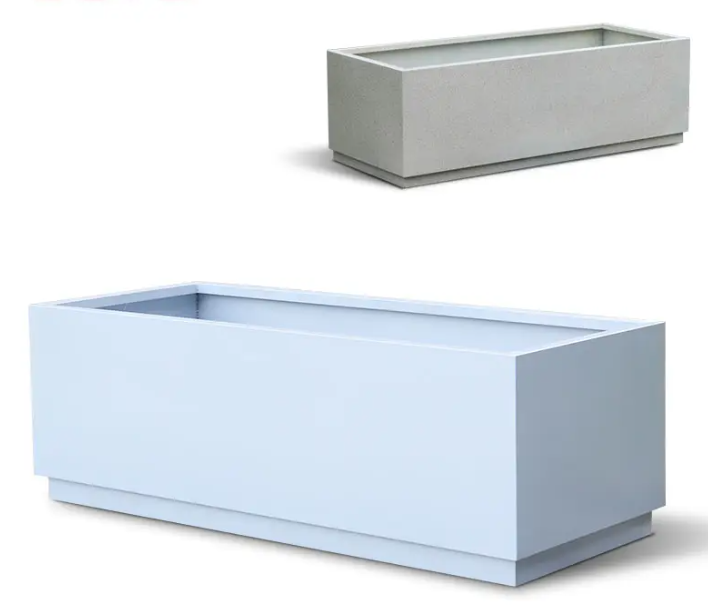 High quality outside rectangle white stainless steel flower pot home decoration outdoor planters long large flower pots for sale