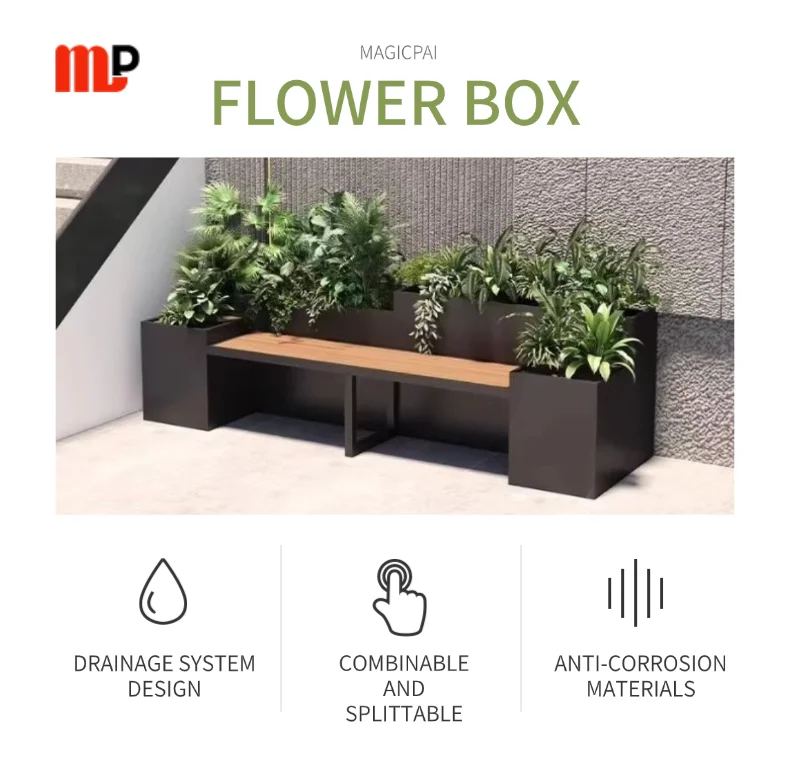 Commercial Grade Heavy-Duty Metal Planter Box - Shopping Mall & Urban Landscape Approved