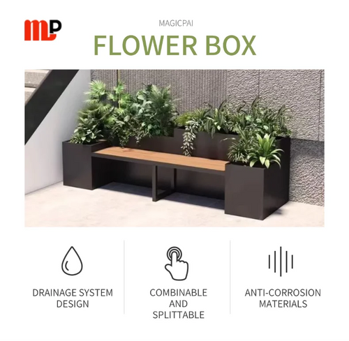 Commercial Grade Heavy-Duty Metal Planter Box - Shopping Mall & Urban Landscape Approved