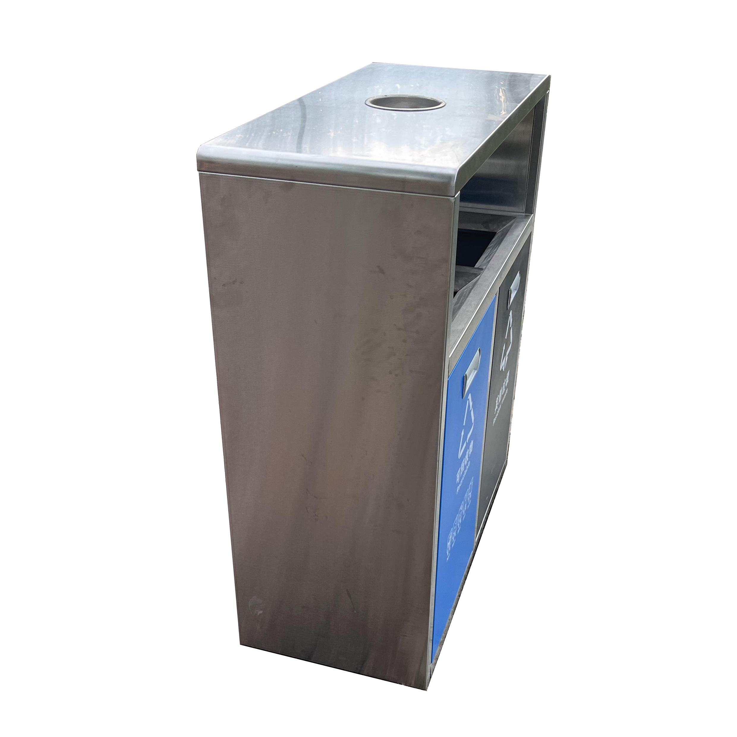 Outdoor stainless steel trashcans
