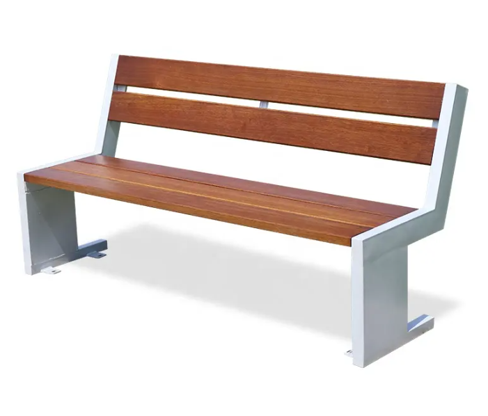 Heavy Duty Metal Urban Outdoor Seating Benches Knock-down Solid Wood Park Waiting Street Patio Benches