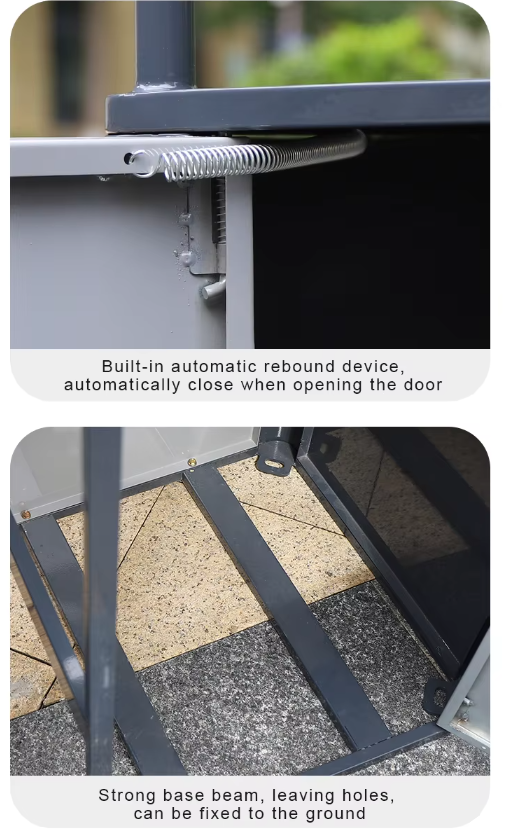 Double Compartment Sorting Trash Bin With Rain Lid Stainless Steel Durable Single Waste Bin for Street Park