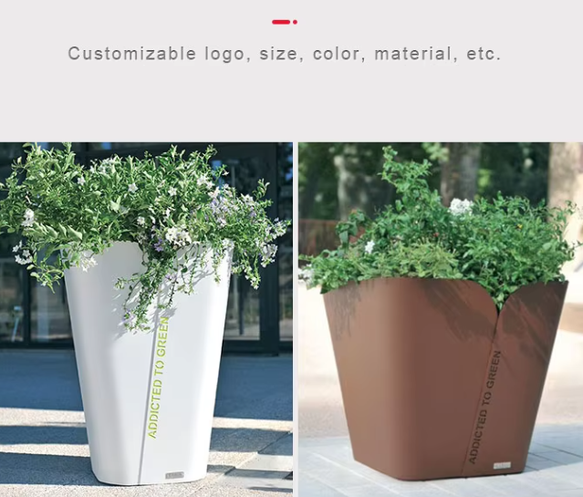 Hotel Metal Planter Box Commercial Flower Pots Pretty Indoor Office Tall Rectangle Flower Planters Outside