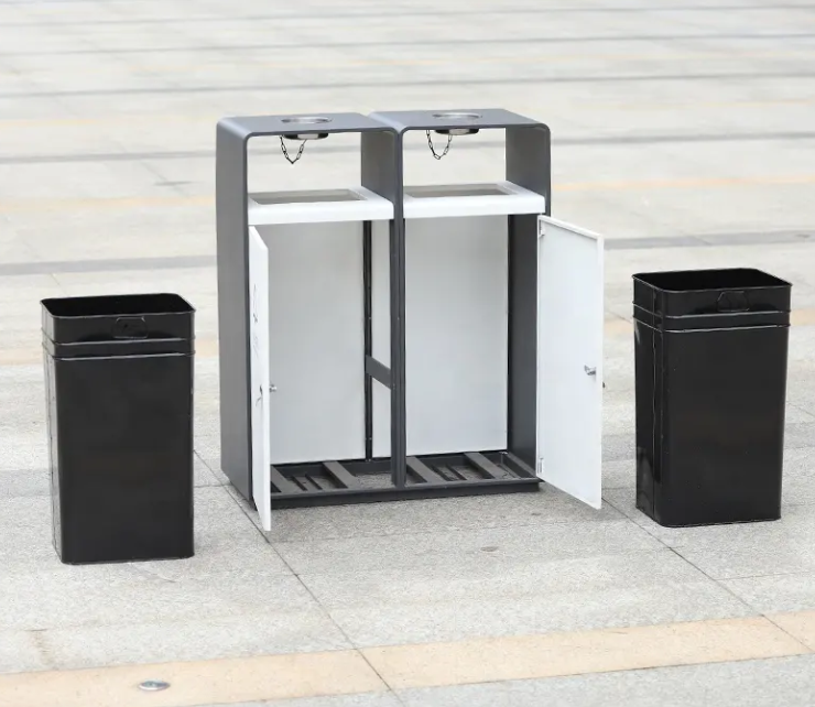 Outdoor waste trash can metal litter bins for Outdoor Use