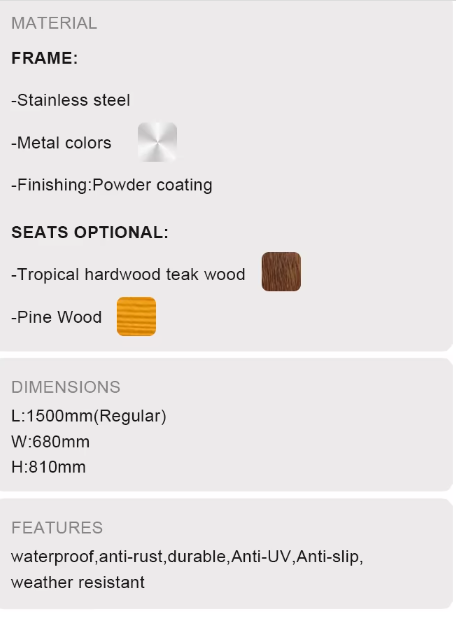 Outdoor Park Bench Wooden Seating Chair