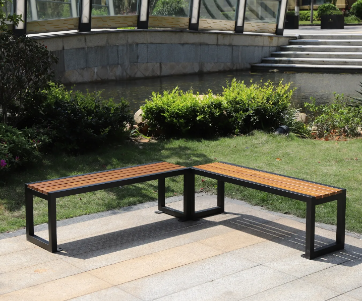 Modern Park Seating Wooden Sitting Benches Cheap Chair Outdoor Teak Wood Dinner Bench Seat Metal Dining Chairs and Table Set
