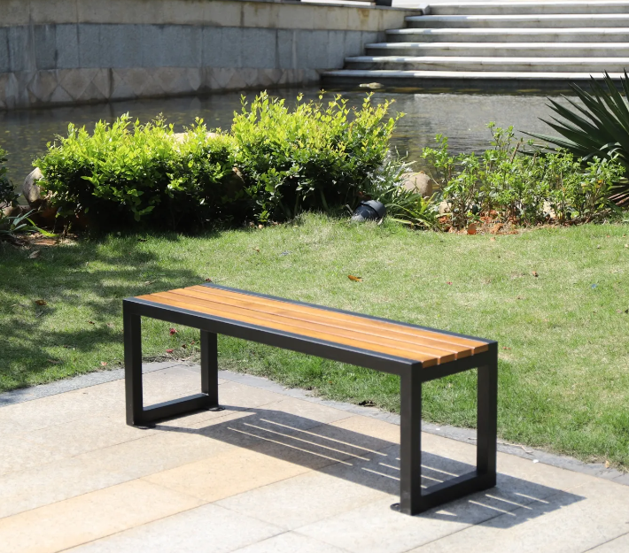 Modern Park Seating Wooden Sitting Benches Cheap Chair Outdoor Teak Wood Dinner Bench Seat Metal Dining Chairs and Table Set