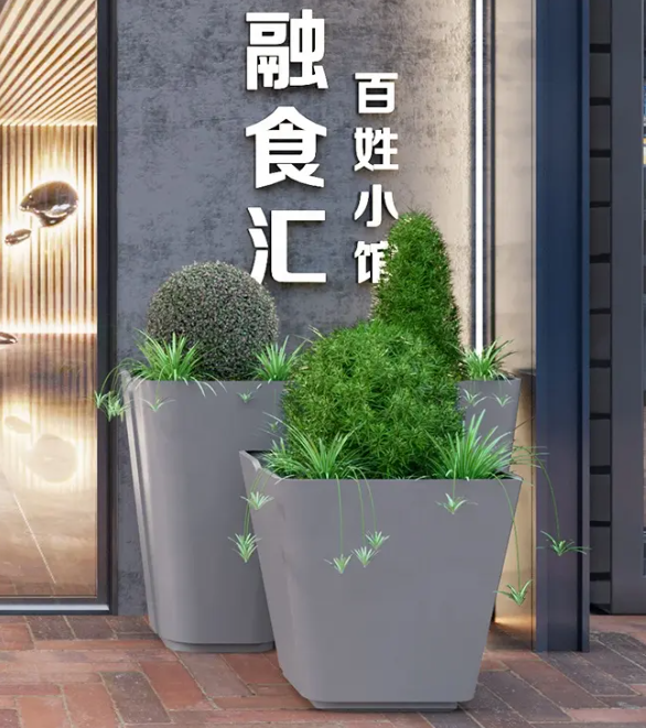 Hotel Metal Planter Box Commercial Flower Pots Pretty Indoor Office Tall Rectangle Flower Planters Outside