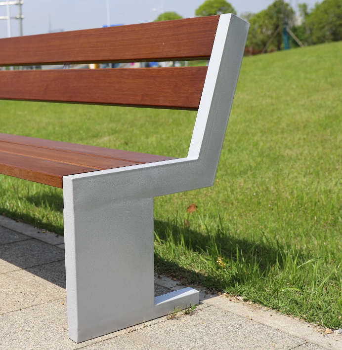 Heavy Duty Metal Urban Outdoor Seating Benches Knock-down Solid Wood Park Waiting Street Patio Benches
