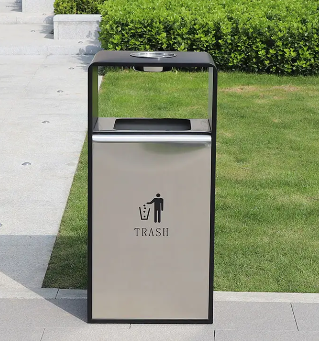 metal outdoor trash bin