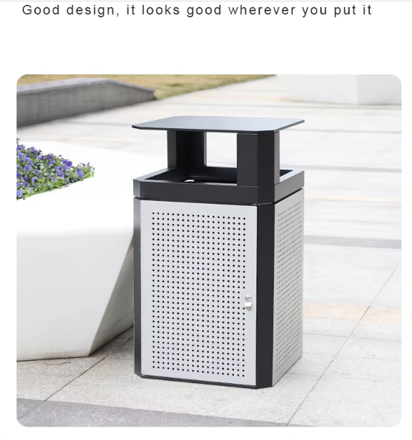 Outdoor trash can for public area 35-40Gal metal trash bin