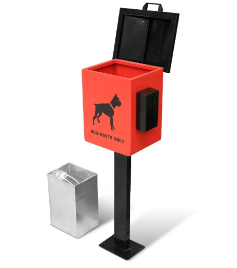 Metal trash bin galvanized steel pet trash can vintage metal dustbin outdoor for pet dog waste with lid