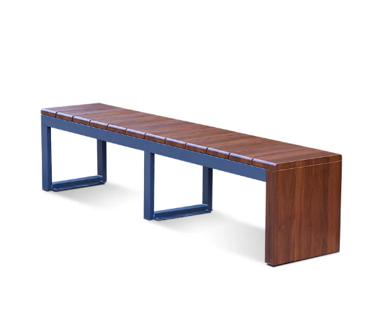 Outdoor garden bench full metal wood grain bench