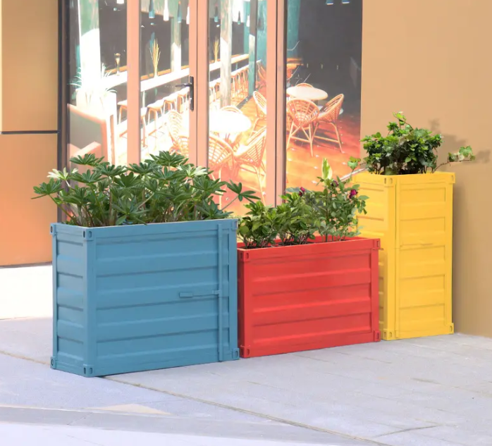 Colorful Indoor Steel Galvanized Planter Outdoor Outside Metal Garden Decorative Flower Pots for Sale