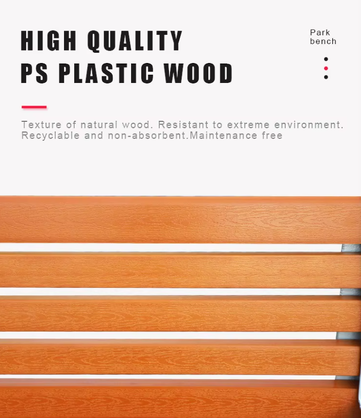 Modern Design Knock-Down Park Benches Street Aluminum and Solid Wood Outdoor Bench for Public Waiting Patio Application