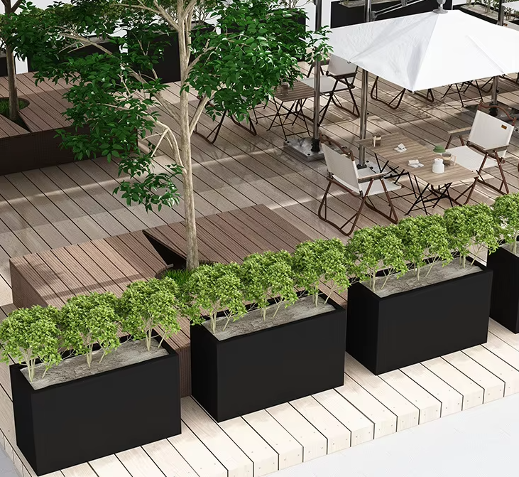 Heavy Duty Outdoor Stoving Varnish Metal Flower Pot for Porch Corten Stainless Steel Planter Box Garden Pots for Plants