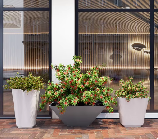 Hotel Metal Planter Box Commercial Flower Pots Pretty Indoor Office Tall Rectangle Flower Planters Outside